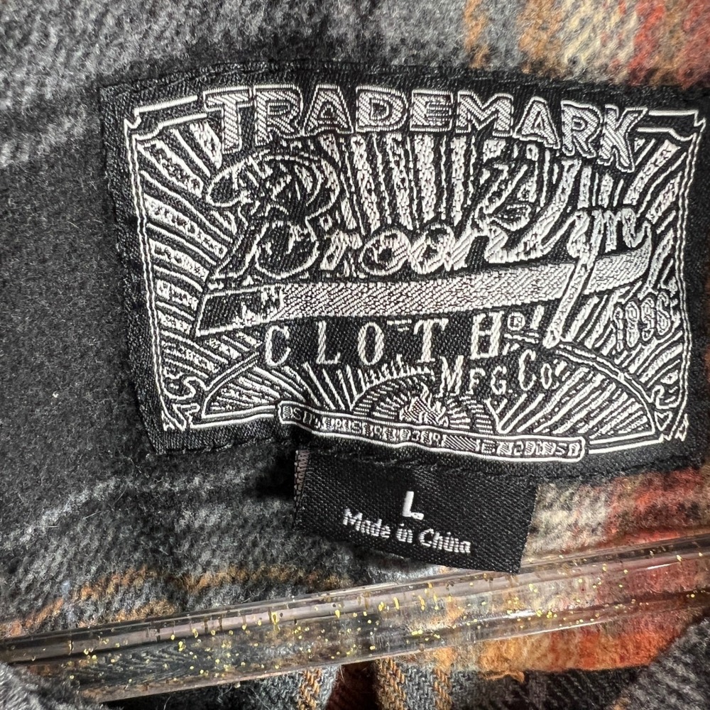 Brooklyn Cloth Mens Plaid Hooded Flannel Shirt Jacket w Pockets Large - Picture 4 of 9